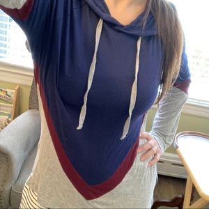 “Pink Rose” long sleeve hooded top